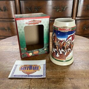 1998 vintage Budweiser Holiday Beer Stein NIB new